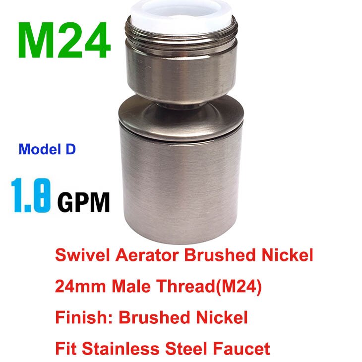 Dual-functie 2-Flow Waterbesparende Kraan Beluchter, Tap Beluchter Swivel, Aanrecht Beluchter Kraan Sproeier Hoofd Vervanging Deel: D-M24-Swivel-Brushed
