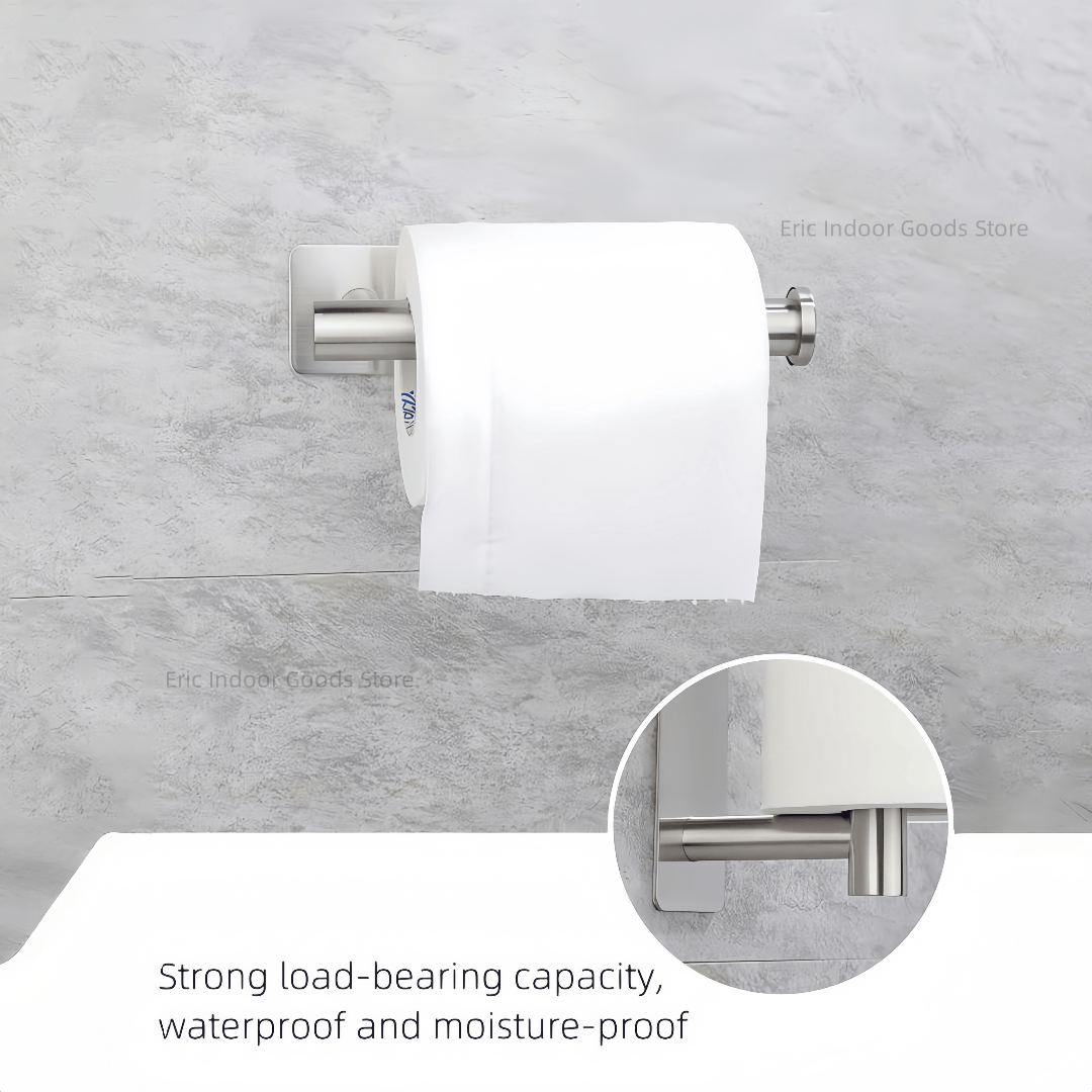 Selvklebende toalettrullholder til papirhåndkle, organizer, hullfri veggmontering, oppbevaring til kjøkken og bad, uten boring, papirdispenser