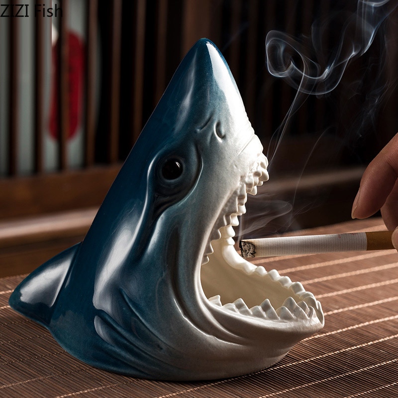 Europæisk haj opbevaring askebæger håndværk stue indgang kontor dekoration tilbehør bil askebæger til kæreste