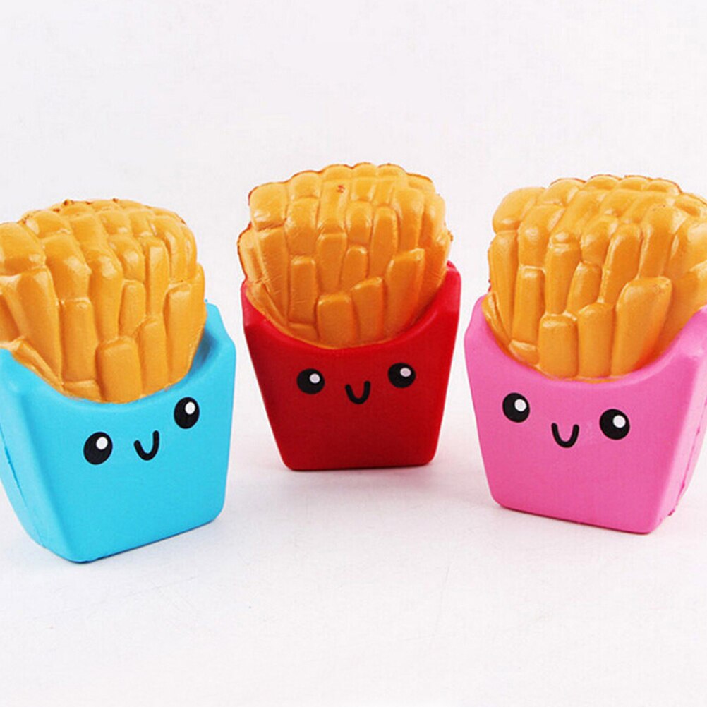 Pommes frites elastisk pu stressavlastning antistress squishy klemme duftende stikke den squish den håndgrep muskelkrafttrening