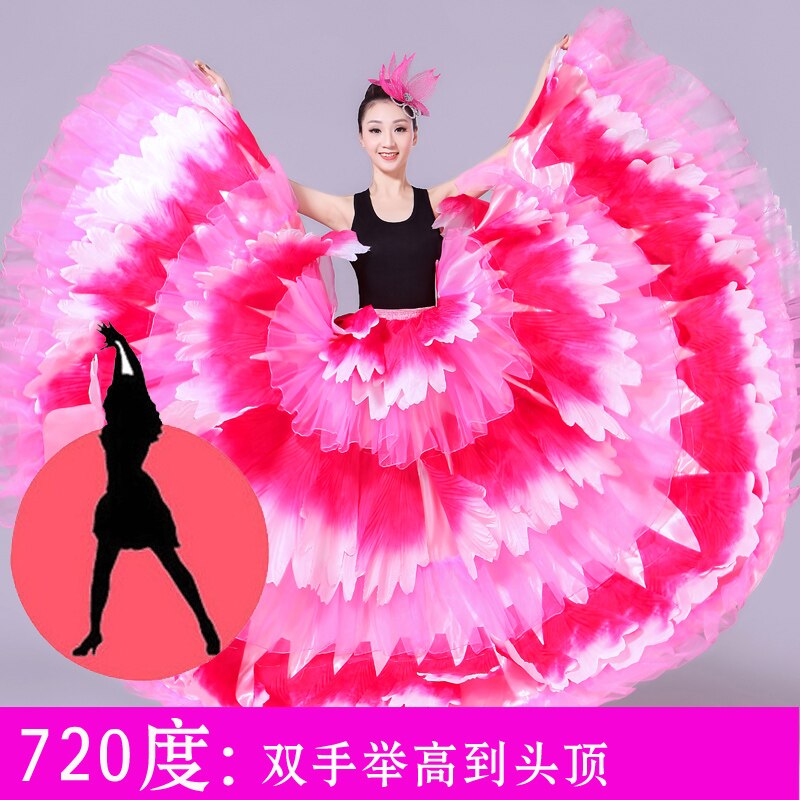Falda de busto de Flamenco para mujer, traje de baile de apertura femenina, pétalo de flor de escenario, gran Swing, H582: Style720