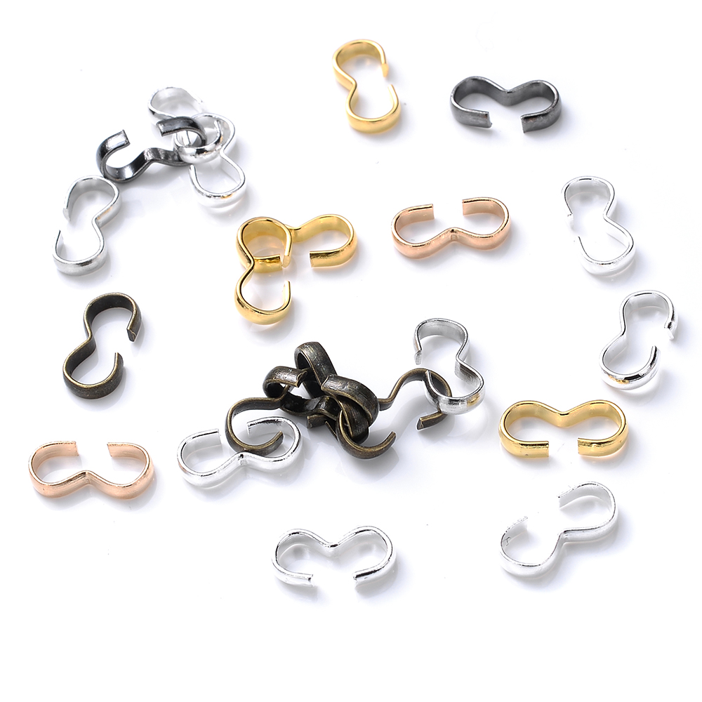 100 unids/lote de conectores de cierre de Metal, hebillas de parada chapadas en oro y plata para la fabricación de joyas DIY, pulsera, collar, accesorios de 4x8mm
