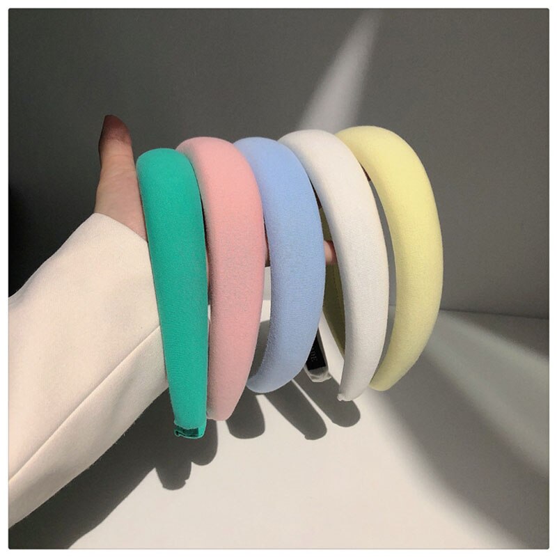 Diadema ancha de esponja suave para el pelo para mujer, bandanas de presión para el pelo, accesorios para el cabello, de verano