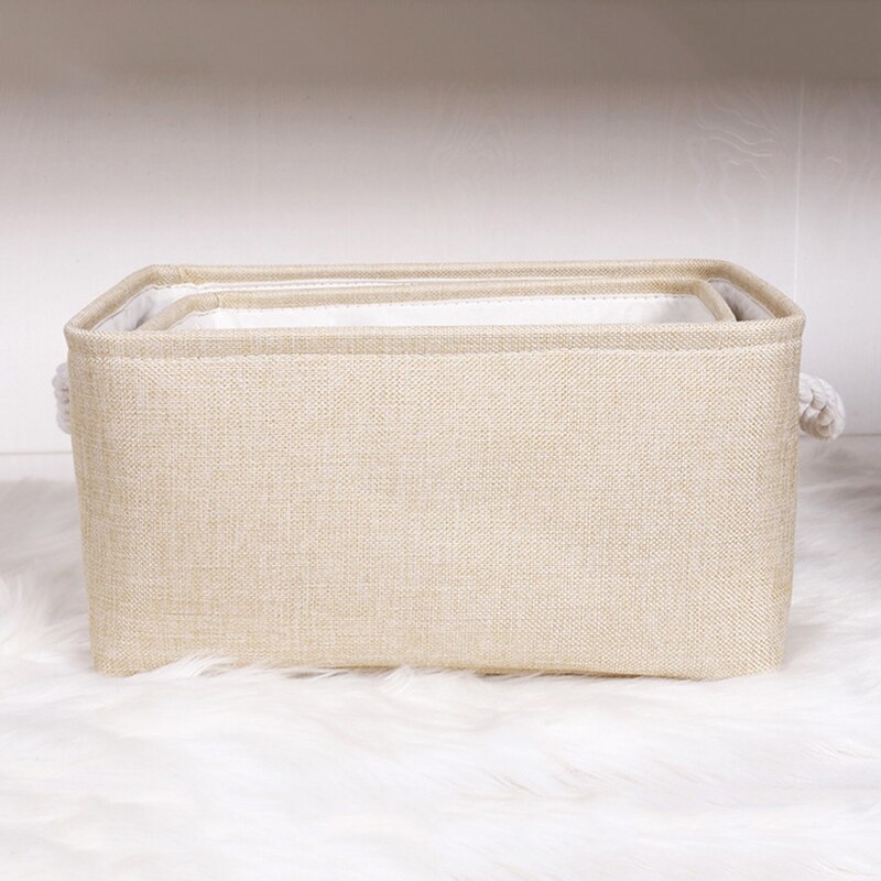 S/M/L Opslag Mand Linnen Home Storage Mand Katoen Touw Handvat Opbergdoos Stof Mand Thuis kantoor Kast Rack: C 1PC / S