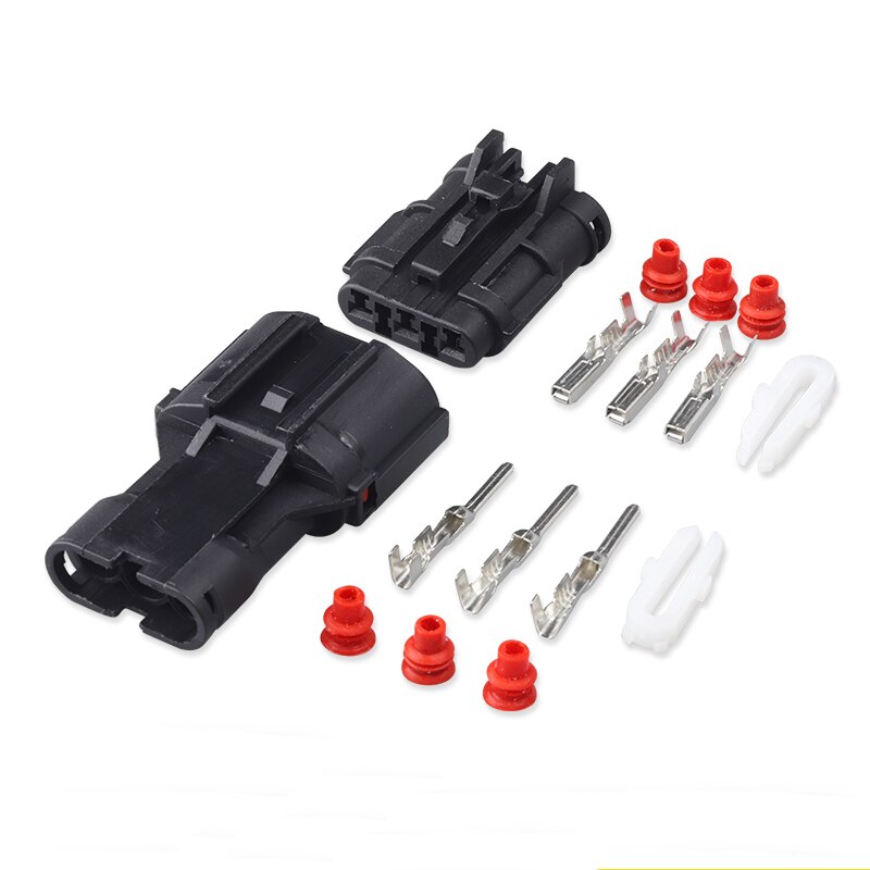 100 sæt sæt  mg640329-5 mg610327-5 sorte swp stil vandtæt han-hun-adapter bilstik 3- benet stik