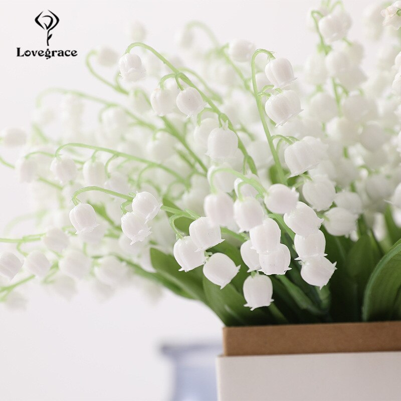 30 hoder plast dal lilje brud bukett liten haug hvit lilje bryllup dekor hjemme vase dekorativ blomsterpotte kunstig blomst
