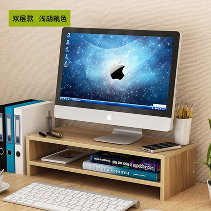 Computer Monitor Drawer Pad High Screen Base Office Desktop Storage Shelf Wood