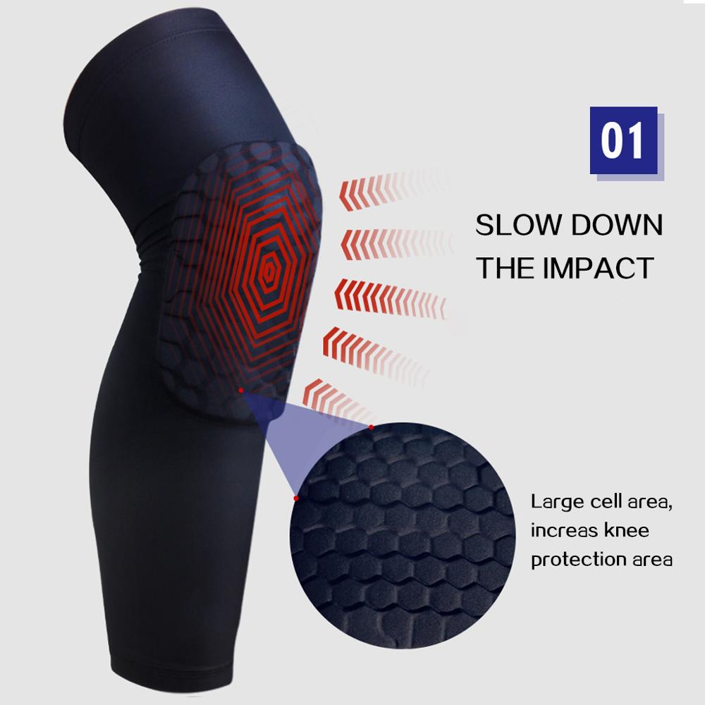 Moeite waard 1 PC Basketbal Kniebeschermers Honingraat Elastische Kneepad Compressie Mouw Foam Brace Patella Protector Volleybal Ondersteuning