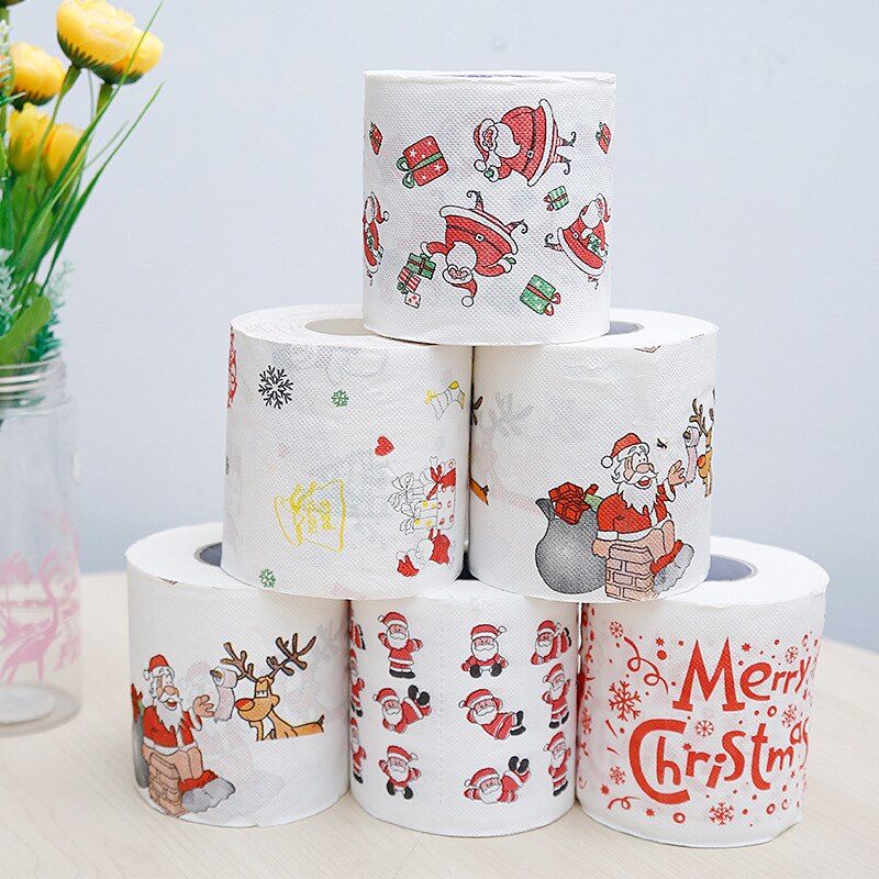1-6 Stuks Kerst Patroon Serie Roll Papier Kerst Decoraties Prints Leuke Wc Papier Kerst Decoraties Voor Thuis