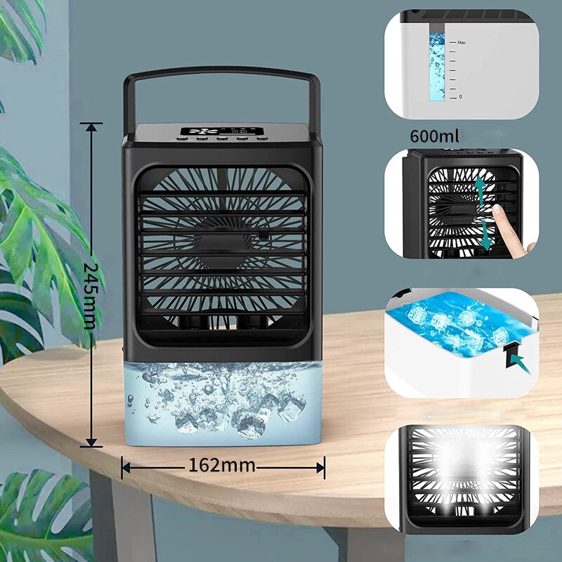 Ventilador humidificador de 600mL, Enfriador de agua de escritorio, aire acondicionado portátil, pequeño ventilador de pulverización, ventilador de niebla de agua de refrigeración de aire silencioso