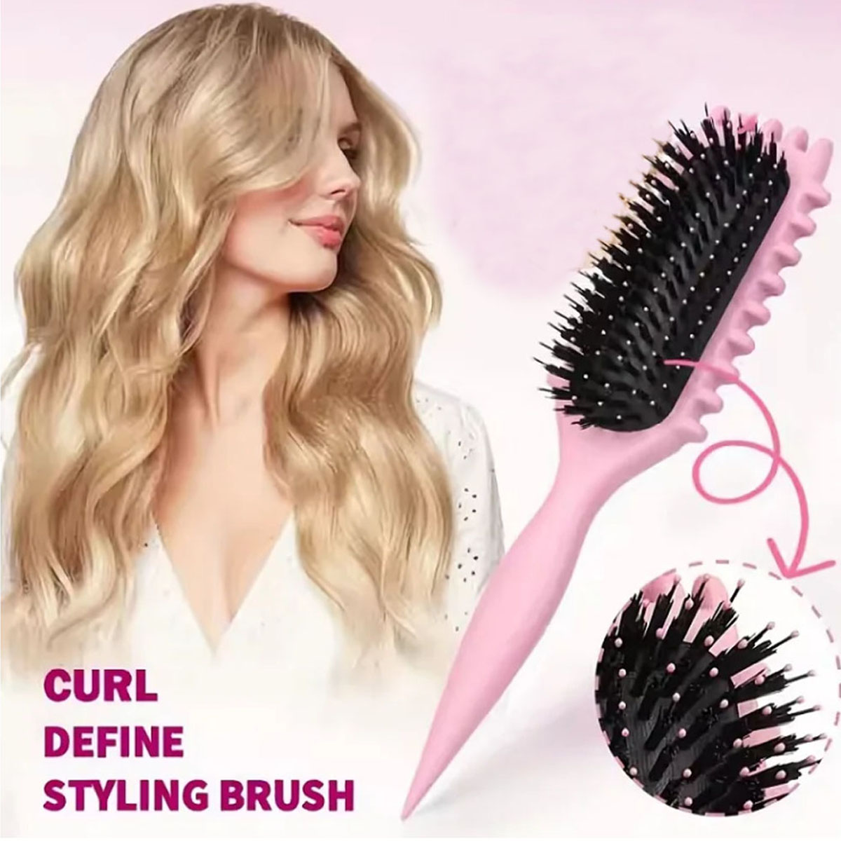 1PC Salon Styling Krullend Haar Styling Borstel Krul Haarborstel voor Kammen en Vormgeven Mannen en vrouwen Krullen verminderen Trekken Gereedschap