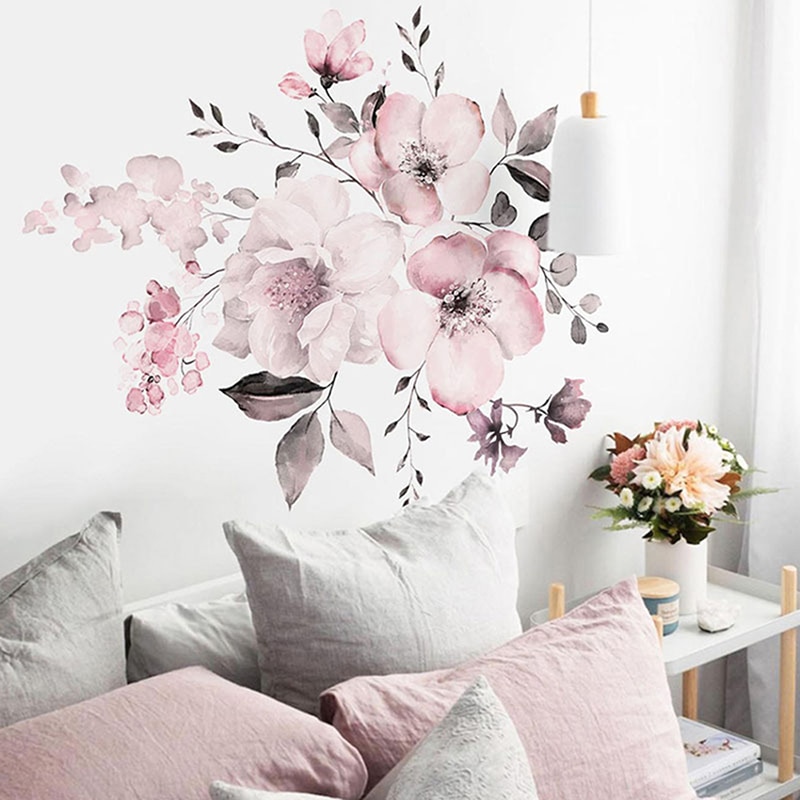 Grote Roze Pioen Bloem Muurstickers Romantische Bloemen Home Decor Voor Slaapkamer Woonkamer Diy Vinyl Muurstickers