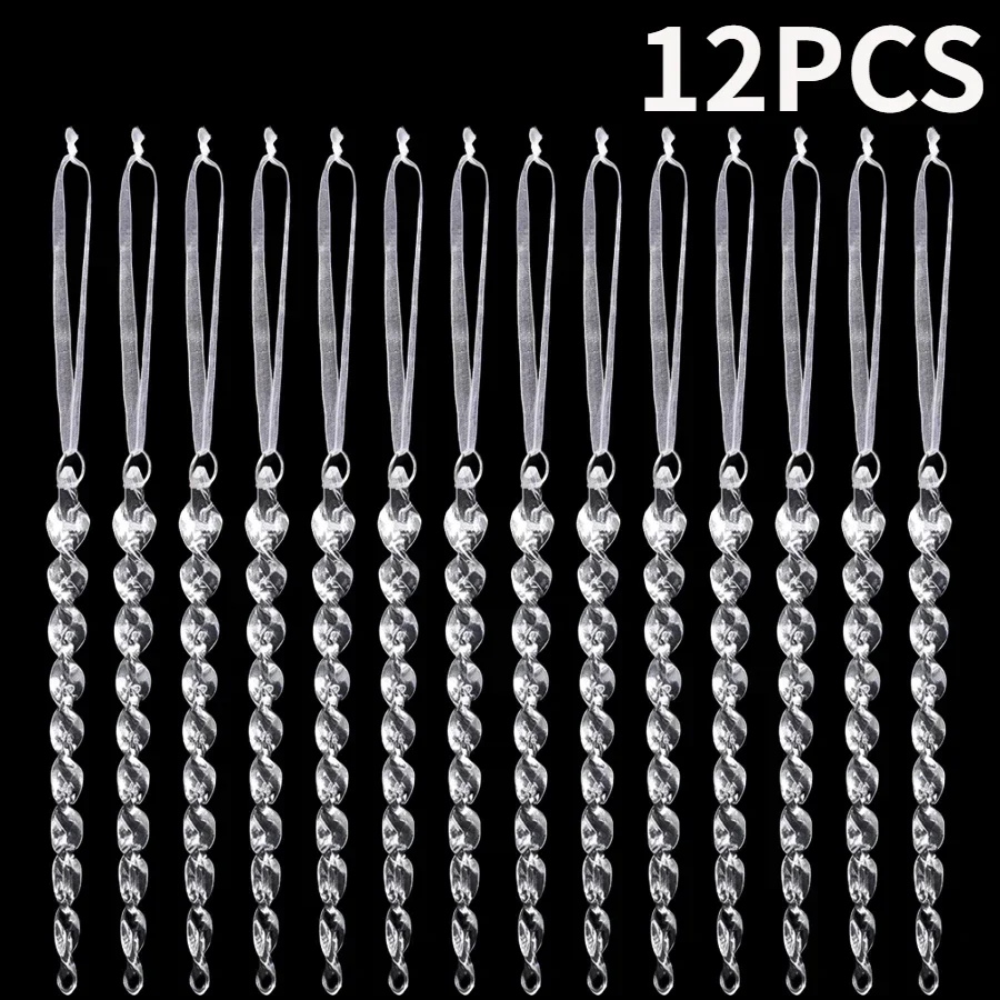 Joulu läpinäkyvä lumihiutale jääpuikko koriste tee-se-itse joulukuusi akryyli riipukset talvijuhla kodin roikkuva koristelu: Tumman harmaa