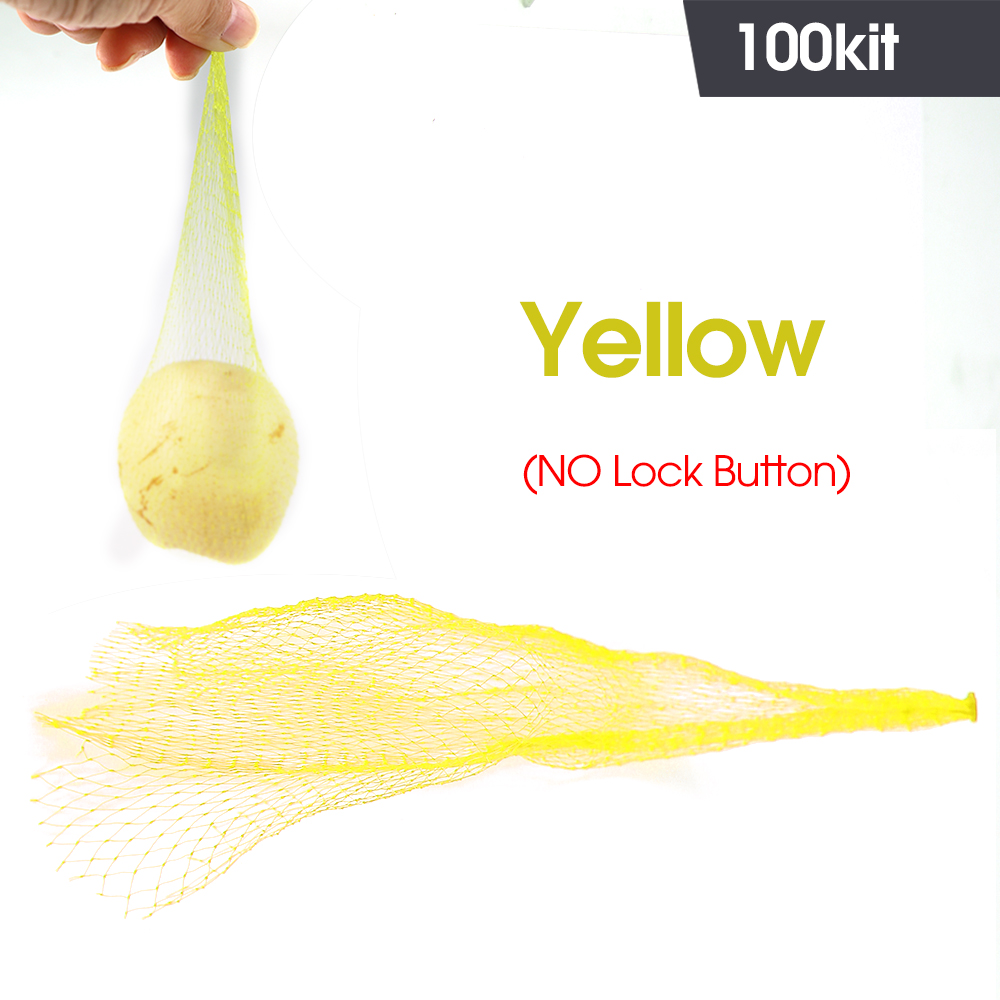 100 Uds. Bolsas de malla de nailon de 30-60CM para bolsas de almacenamiento de frutas y verduras de granja con cerradura bolsa de red de plástico reutilizable para comestibles de mariscos: S / Rosa