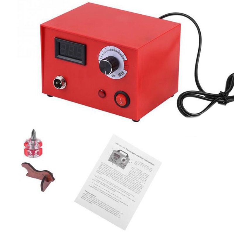 Digital 50W Pyrography Pen Machine Kit Wood Burning Pen Crafts Tools Tips Holder Welding Tools,Us Plug