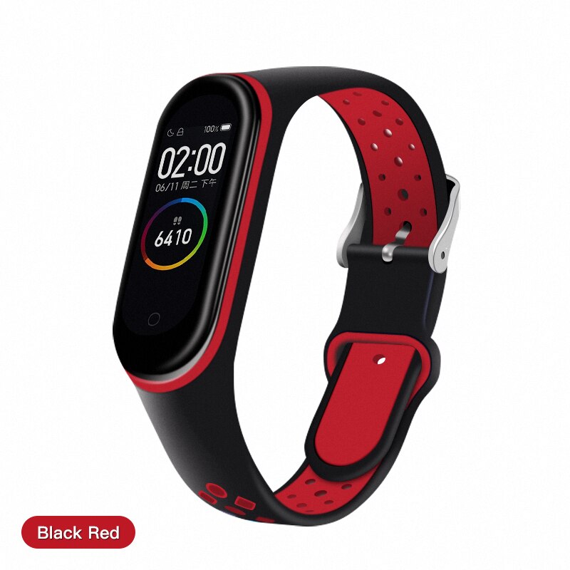 ESVNE Silicone Sport Bracelet Strap For Xiaomi Mi Band 4 Strap Bracelet Miband 3 4 Mi Band 3 Strap Bracelet Miband4 Accessories: Black red / For Mi band 4