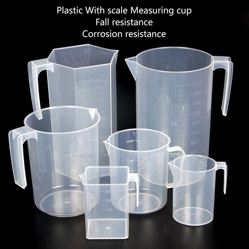 200/250/500/1000/1500/2000ML Plastic Measuring Cup Jug Pour Spout Surface Kitchen