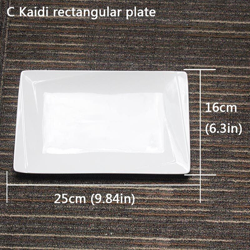 Simple Dinner Plate White Porcelain Rectangle Dish Western Food Family Tableware Platter Ceramic Plate Dining Room: C.kaidi rectangular