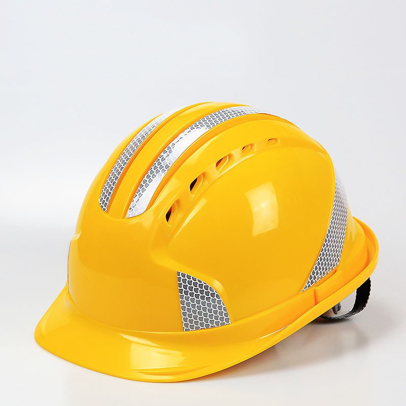 Reflective Safety Helmet Breathable ABS Construction Site Factory Electrically Insulated Anti Smash Labor Protect Safety Helmet: Yellow