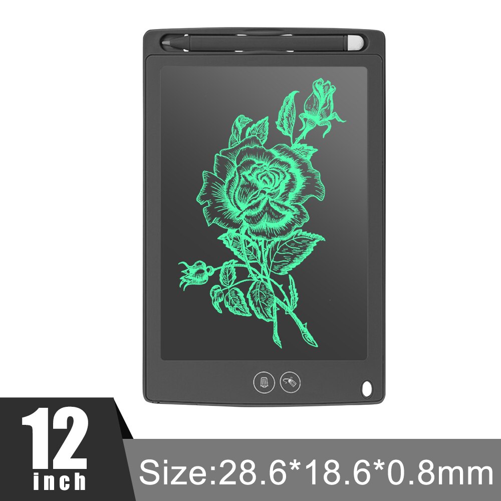 8.5/10/12 inch LCD Writing Tablet Partially Erasing Drawing Board Electronic Thick Pen Highlight Pads DIgital Tablets: 12 inch black