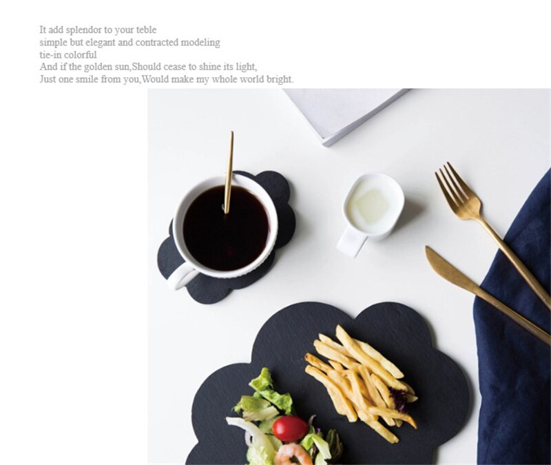 Natural Slate Leaf Dinner Plate Solid Stone Steak Dish Sushi Barbecue Cheese Pizza Fruit Flat Plate Food Tea Tray