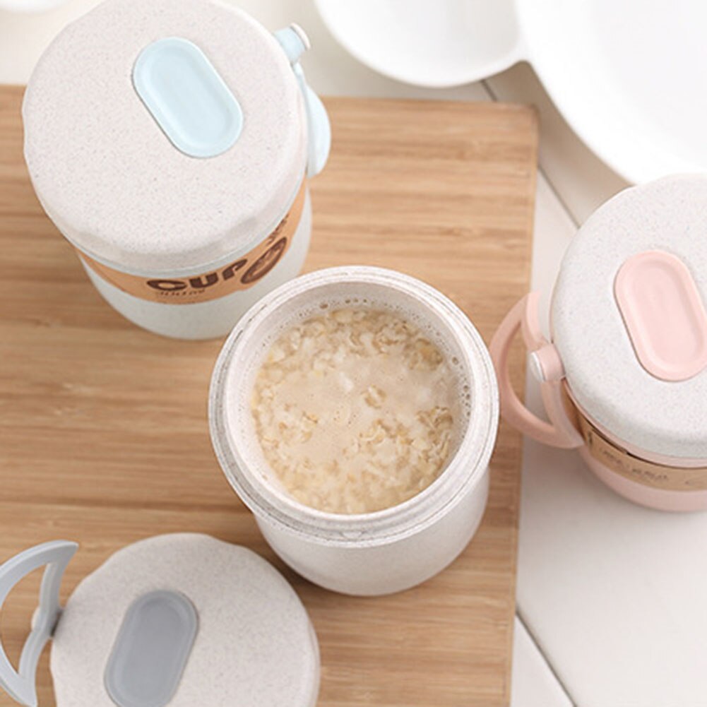 300ML Healthy Material Wheat Straw Sealed Soup Cup With Lid Portable Lunch Box Mini Bento Box Microwave Drink Cup For Porridge