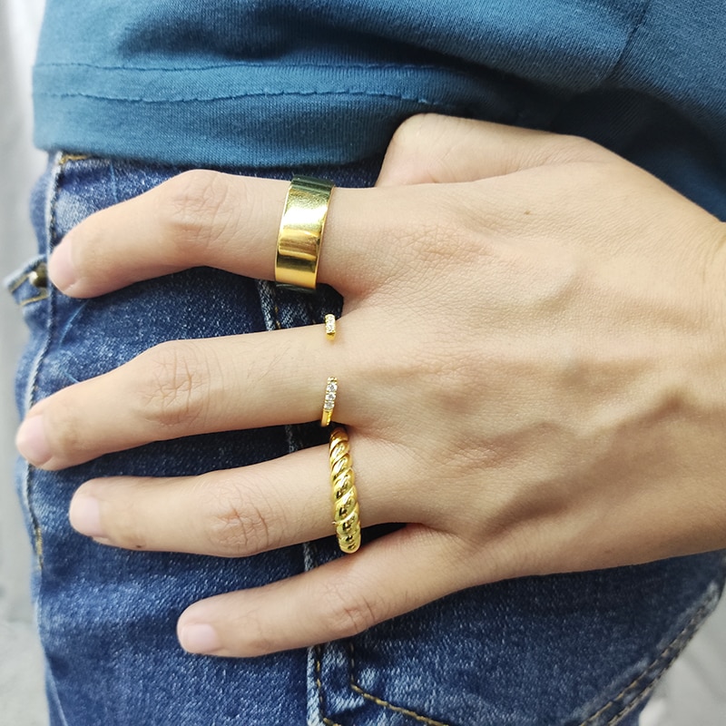 Roxi Glossy Gouden Ringen Voor Vrouwen Meisje Anillos Mujer Sieraden 925 Sterling Zilveren Ringen Bague Femme Open Ring Bruiloft ring