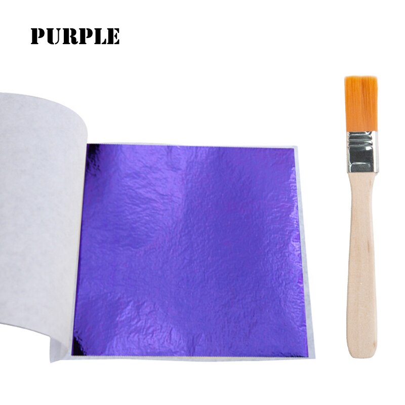 Aomily 8x8.5cm 10 Sheets Practical K Pure Shiny Gold Leaf for Gilding Funiture Lines Wall Crafts Handicrafts Gilding Decoration: Purple