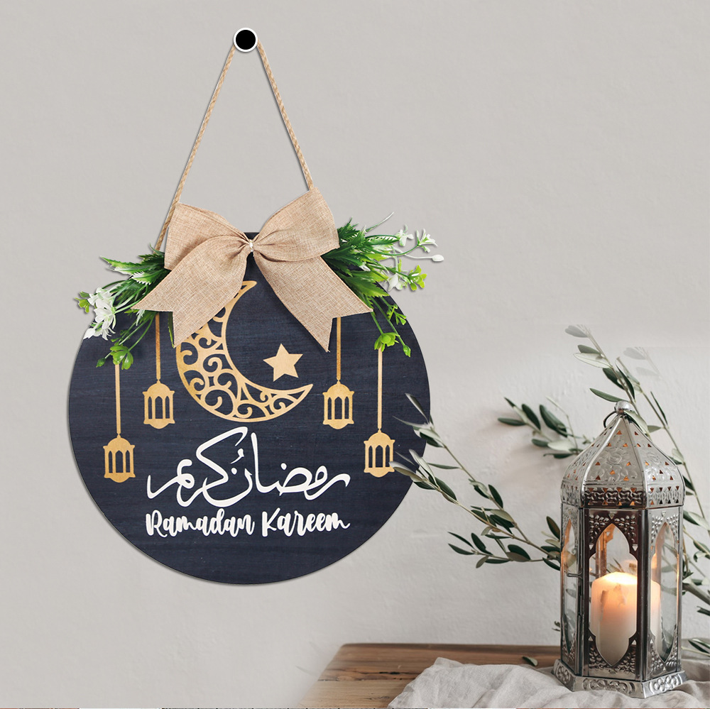 Ramadan trærund dørkrans hængende skilt dekoration eid mubarak dekoration til hjemmet ramadan kareem islamisk muslimsk festartikler