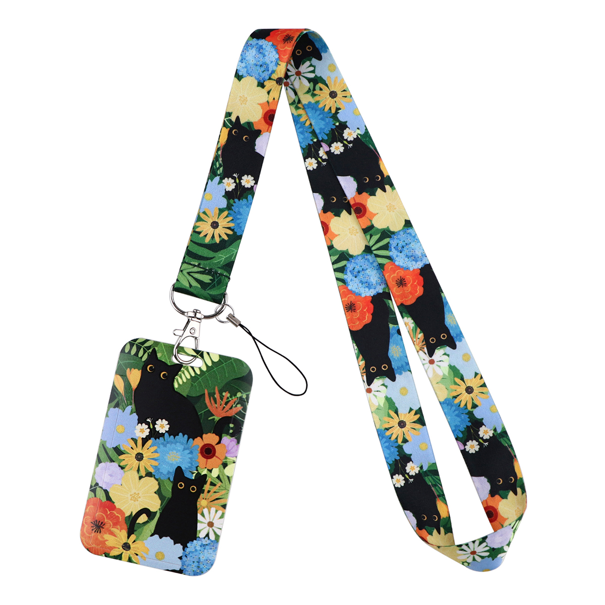Cartoon Cat Lanyard Keychain Multifunction ID Card Badge Holder Camera USB Cell Phone Neck Strap Key Ring Accessories