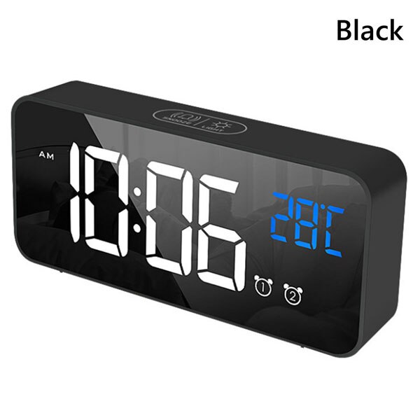 Student Alarm Clock Multi-function LED Clock Plug-in Charging Dual-use Voice-activated Clock Bedroom Living Room Office Use: 1pc Iron gray