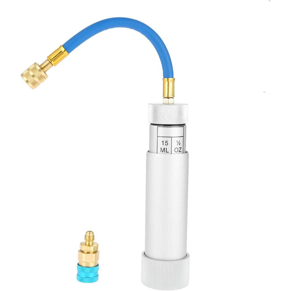 A/C, inyector de aceite y tinte, giro manual, tornillo en aire acondicionado, refrigerante, tubo de llenado, herramienta de inyección, accesorios para automóviles