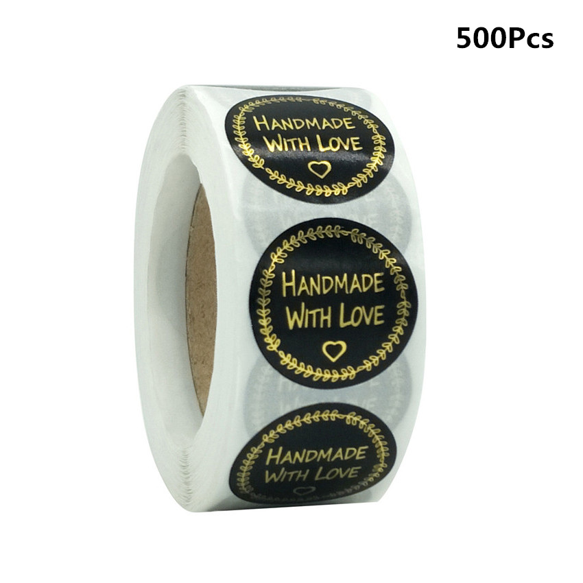Autocollants Vintage en papier Kraft, étiquette autocollante de papeterie pour Scrapbook, fait à la main avec amour, décoration de fête d'anniversaire, 100 à 500 pièces: jaune clair