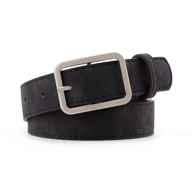 2.8cm breda läder midjebälte svart brun kvinnor fyrkantiga metallspänne bälten dam dam bälten för jeans: 1