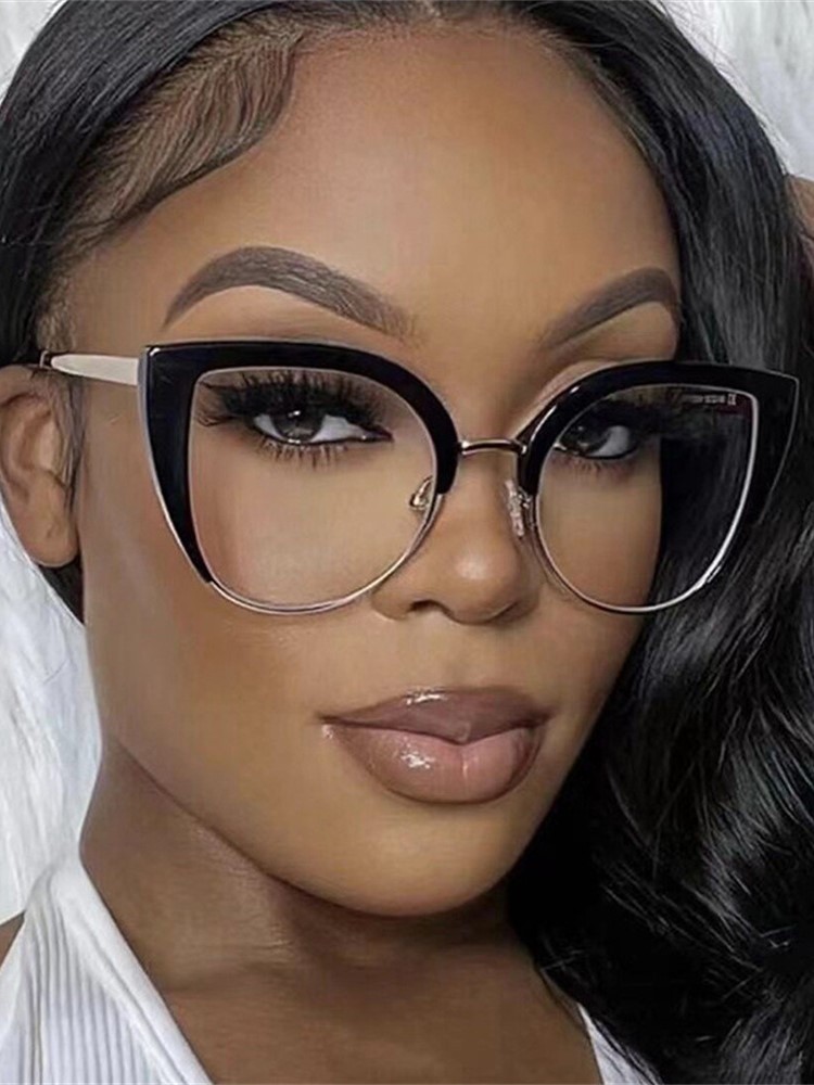 Gafas de medio Marco de ojo de gato de , montura de gran tamaño, antiluz azul, tendencia Retro, 2023, novedad de 2023