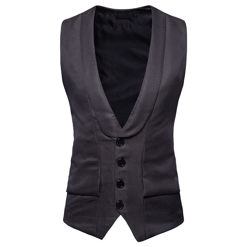 Gilet de costume blanc à simple boutonnage pour homme, gilet sans manches, gilet d'affaires pour homme, costume: Gris / S