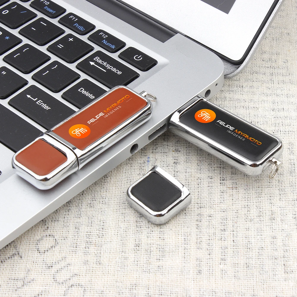 Unidad Flash USB 3,0 de cuero de alta velocidad, 128GB, 64GB, logotipo impreso personalizado gratis, memoria Flash, caja de de cumpleaños, 10 Uds.