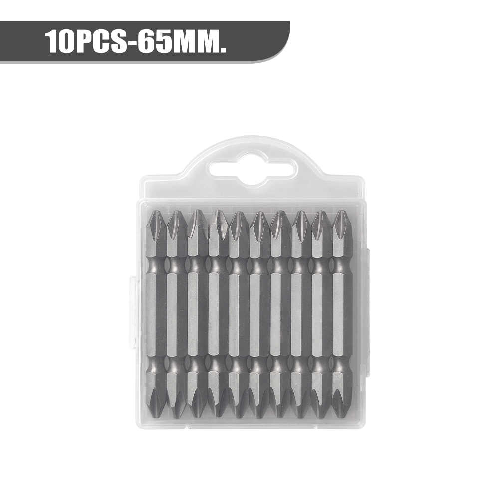 10 st. 65-200mm dubbelsidiga skruvmejselbits,  s2 stålbits ,  ph2 kryssbits, stark magnetisk, höghård, vridmoment, batchhuvudsatser: Grå
