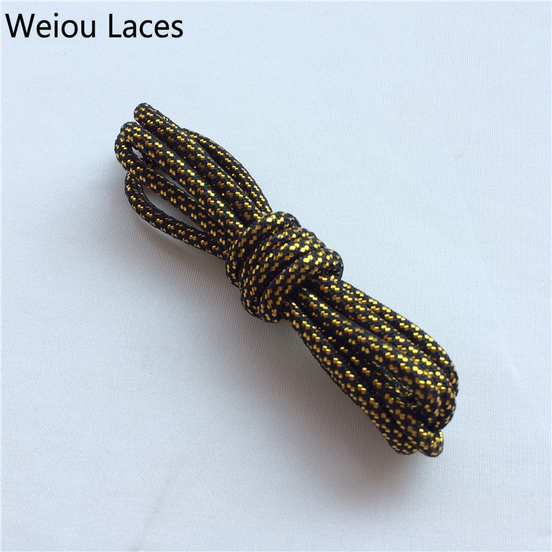 Weiou-lacets de chaussures à Grain croisé noir et or, cordes de sport pailletées, nouveauté ronde, lacets extensibles pour chaussures de sport pour baskets