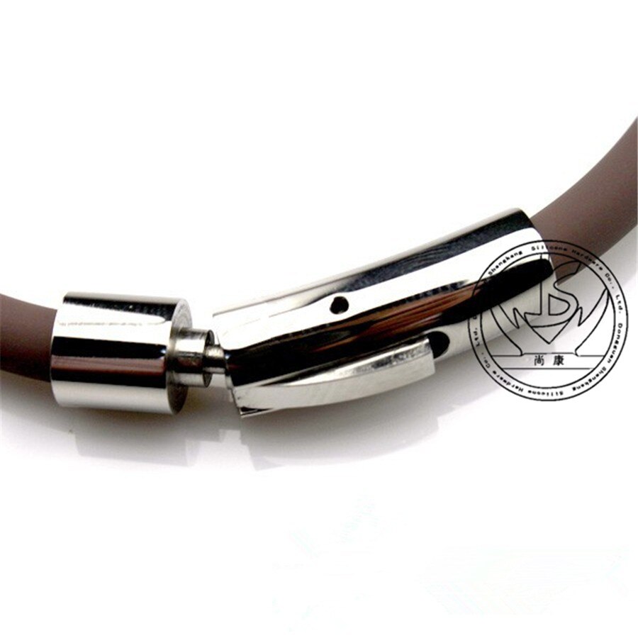 Nieuw type van comfortabele siliconen energie ketting, roestvrij stalen gesp, germanium titanium siliconen Ketting: brown / 48cm