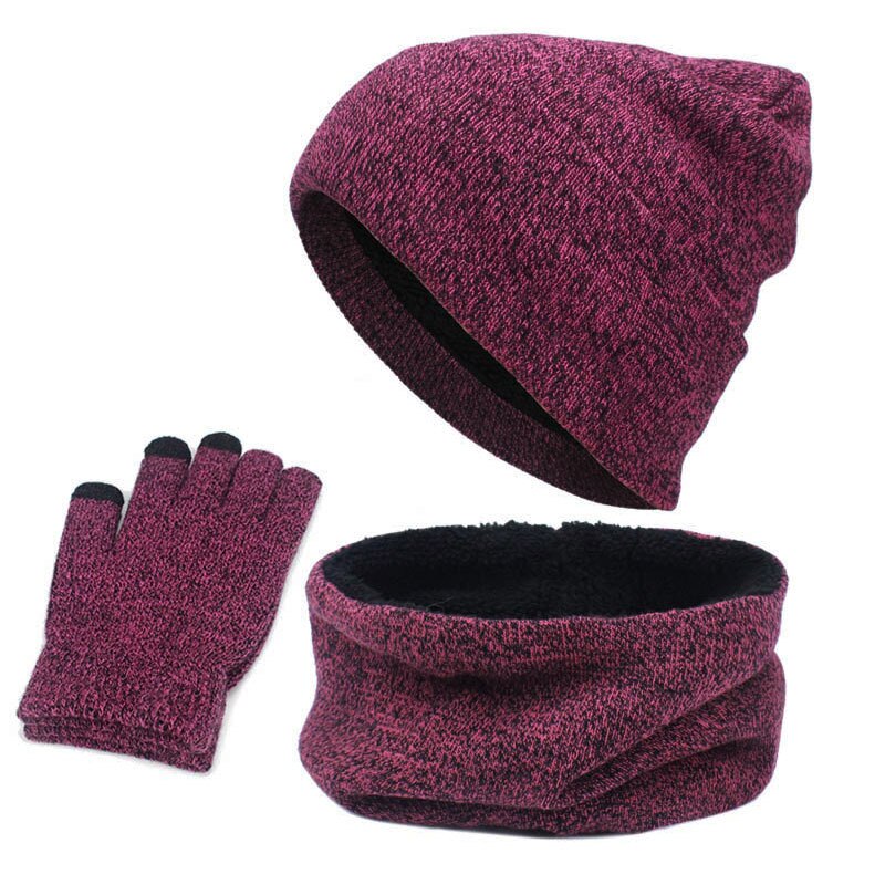 Pluss fløyels skjerf lue hanskesett varme luer berøringsskjerm hansker lue dame hansker sett luer gorras hombre panser caps menn: 2