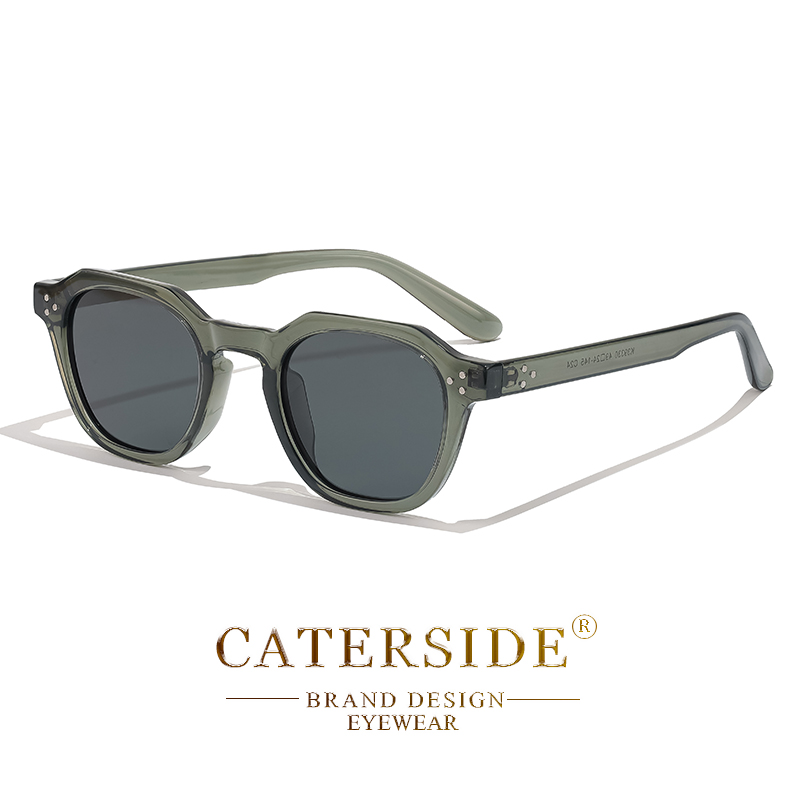 CATERSIDE gafas de sol polarizadas Retro para hombre, gafas de sol poligonales ultraligeras TR90 con montura UV400, gafas de viaje de para exteriores: Beige
