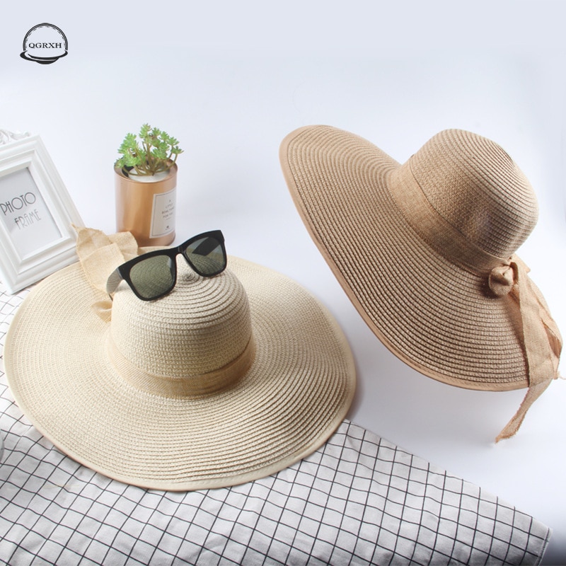 printemps été chapeau de paille femmes tempérament nœud papillon grand bord soleil chapeau Panama Style extérieur plage parasol chapeau de soleil