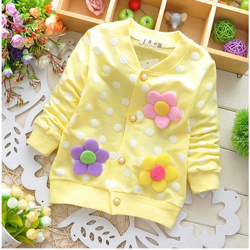 baby kleding lente meisjes Kids katoenen jassen voor kind meisje bloemen vest baby kleding sport jas bovenkleding: yellow / 24M
