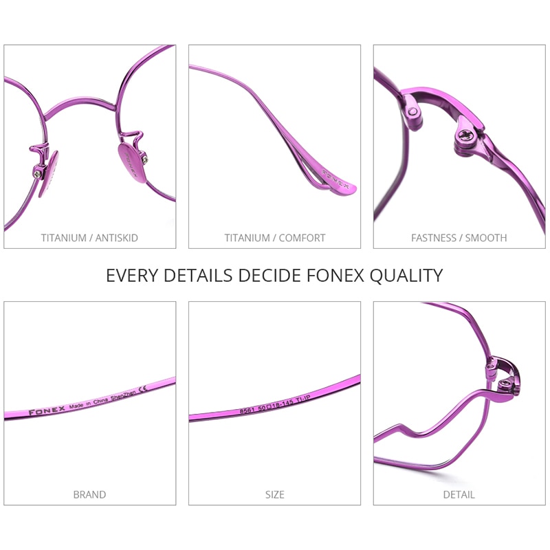 FONEX – monture de lunettes en titane pour femmes, de à la , surdimensionnée, carrée, Prescription optique, myopie, , 8561