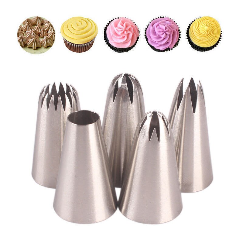5 Stks/set Rvs Pastry Icing Piping Nozzles Decorating Tip Cake Cupcake Decorateur Rose Accessoires Keuken # 2D 2F 6B