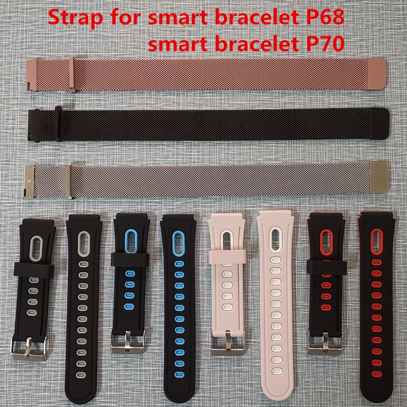 100% original strap 20mm width for smart watch P68 smart watch P70 smart watch P80 smart bracelet silicone strap steel strap