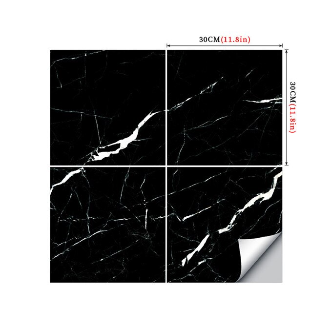 4 stk/sett grå marmor fliser klistremerker for kjøkken backsplash bad vegg gulv dekor tapet skrell &amp; stick vinyl dekorativ film: Dlsf -01 / Hardt matt klistremerke