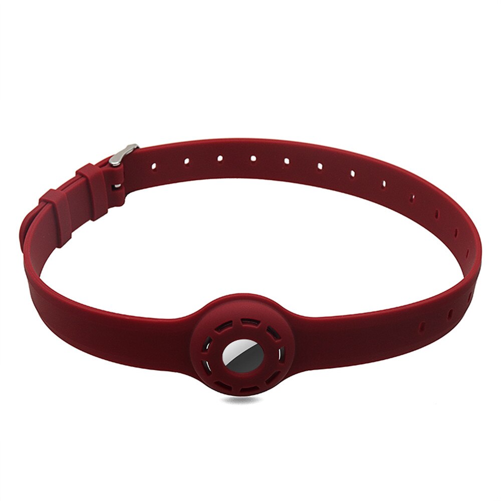 1pc til apple airtag etui hund kat halsbånd gps finder farverigt lysende beskyttende silikone etui til apple air tag tracker cover: Mørkerød