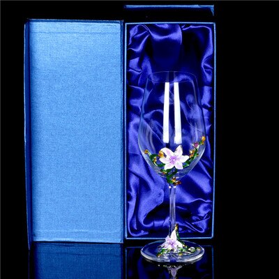 Kolor emalii Lily ołowiu kryształ bez ołowiu lampka do wina zestaw z karafką kreatywny czara kieliszki do szampana prezent ślubny napoje w domu naczynia: purple gift box